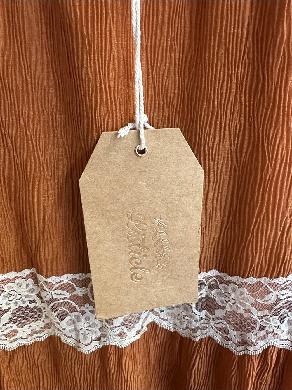 Listicle Rust Orange Maxi Skirt with White Lace Trim - Picture 2 of 5